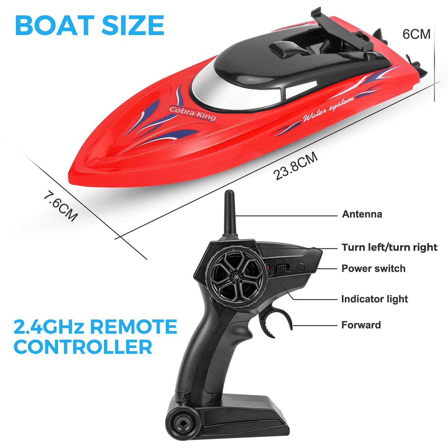 3PACK Remote Control Rc Boat for Kids, 2.4Ghz Control, Whole Body Waterproof, 6 Rechargeable Batteries Summer Water Toys for Pools Lakes River & Bathtub.