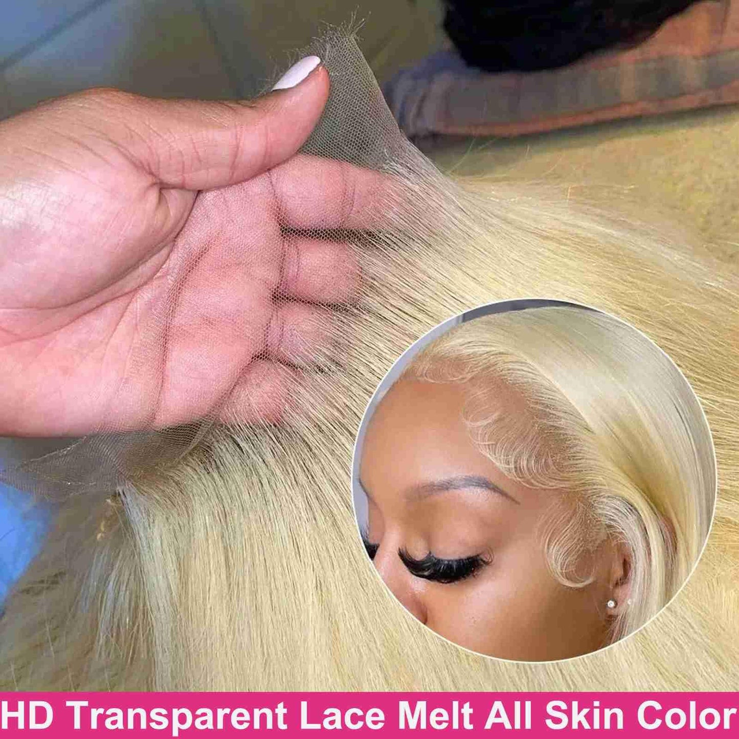 613 13x6 Lace Front Wig Human Hair, 13x6 HD Transparent Straight Blonde Lace Front Wigs Human Hair Pre Plucked 24 Inch 200 Density 613 HD Lace Frontal Wig Human Hair for Women