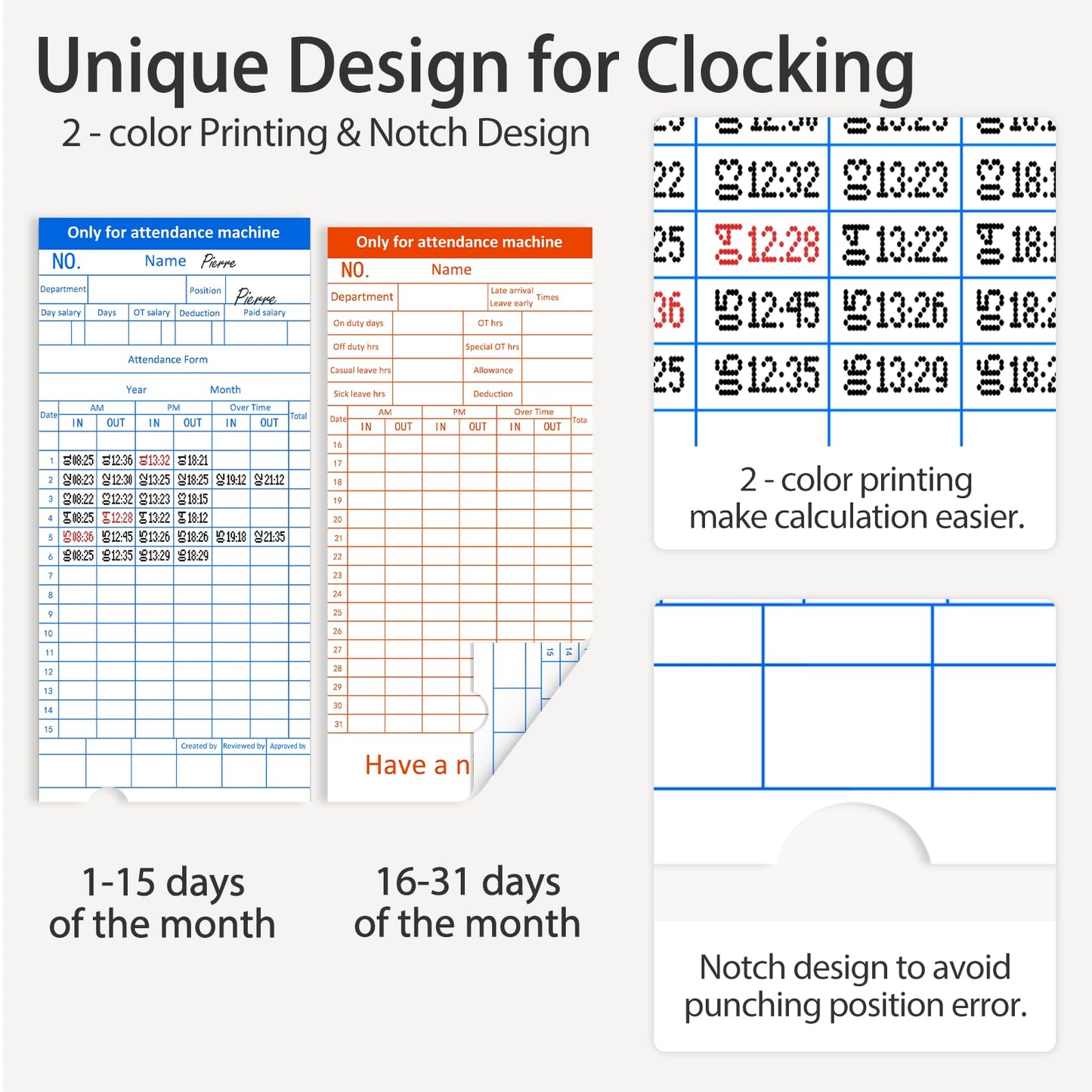 TIMOZIA Time Clocks for Employees Small Business, Auto-Align Time Clock, 6 Punches per Day Time Machine, Clock in Machine for Employees with Time Cards, 2 Ink Ribbons and White with 50 Cards