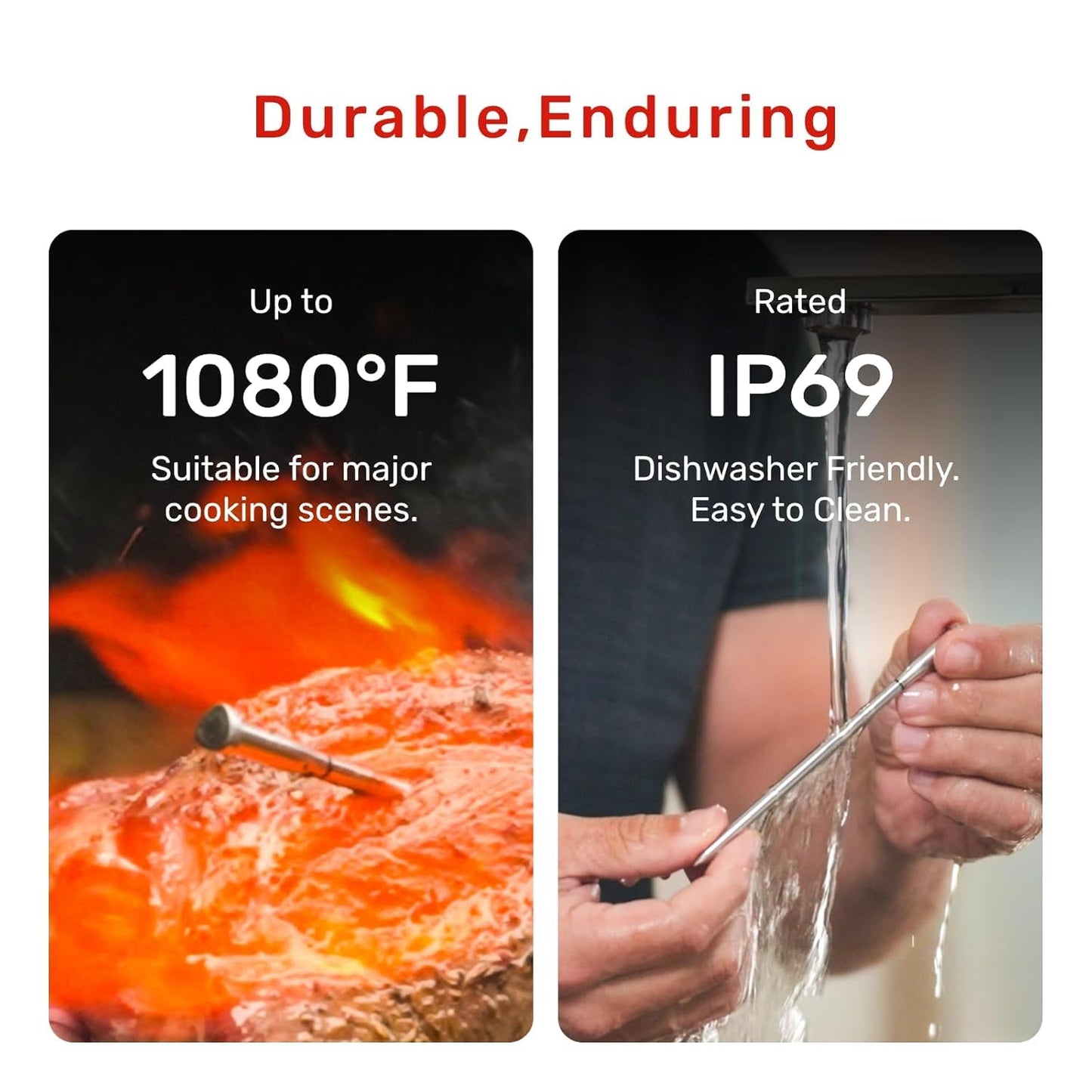 Meatmeet Wireless Bluetooth Meat Thermometer Digital, Smart AI Powered Cooking Thermomer with APP Control, IP69 Waterproof Meat Probe for BBQ, Oven, Grill, Smoker (S Pro)