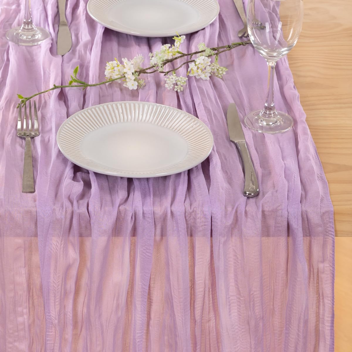 MLMC 12 Pack Lilac Purple Cheesecloth Table Runner 10ft Spring Table Decor Rustic Gauze Lavender Cheese Cloth Table Runner 35x120 Inches for Bridal Shower Baby Shower Birthday Wedding Decor