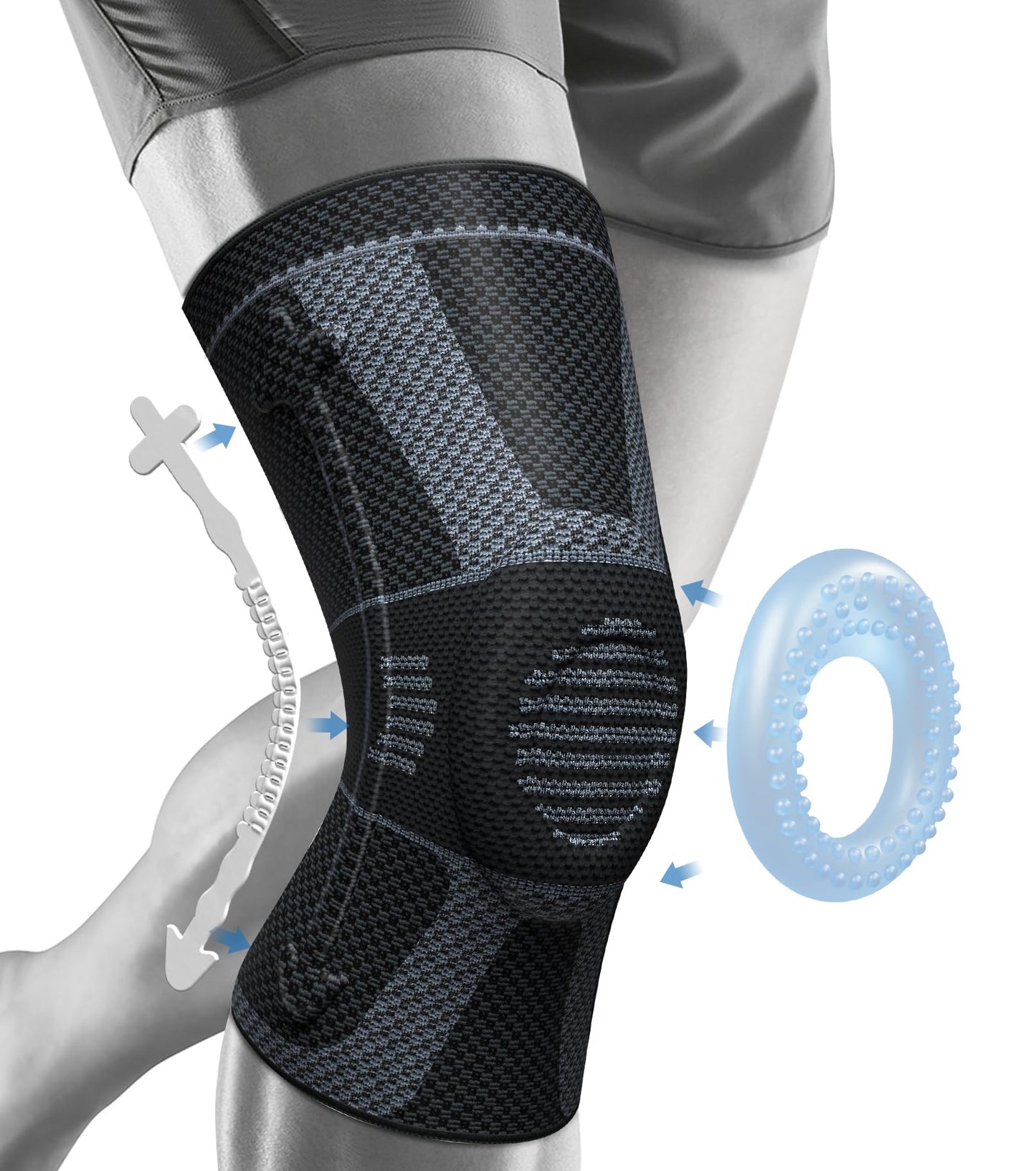 NEENCA Professional Knee Brace for Pain Relief, Medical Knee Compression Sleeve, Knee Support with Horizontal Knit Tech for Meniscus Tear, ACL, Arthritis, Joint Pain, Runner, Workout- FSA/HSA APPROVED