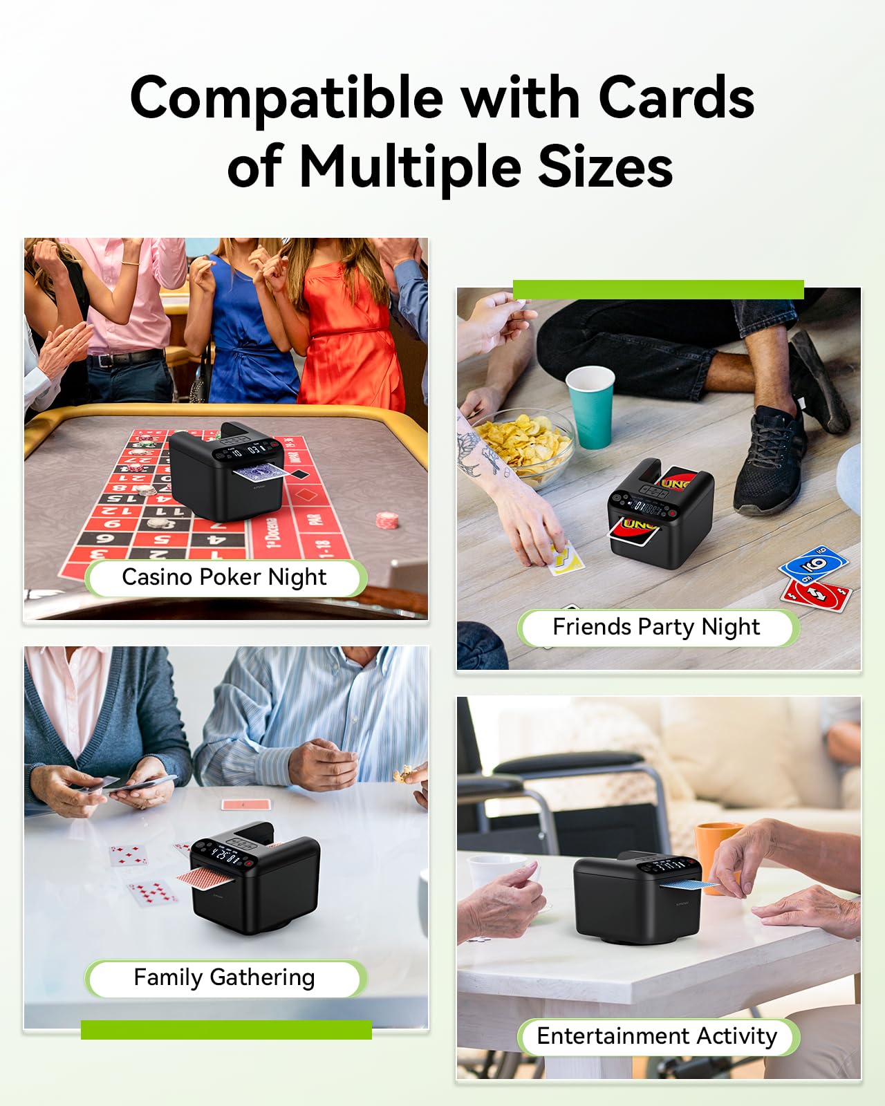KPAW Automatic Card Dealer Machine Rotating 360 for Playing Cards 2/1/3 Decks USB Rechargeable Card Dealing Machine,Connect 4 Wireless Remotes for Texas Holdem Uno Card Game (Black, 3 Deck)