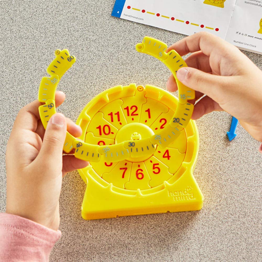 Hand2Mind NumberLine Clock™ for Kids - Math Manipulatives, Analog Clock - Kindergarten Homeschool Supplies (6 Pack)