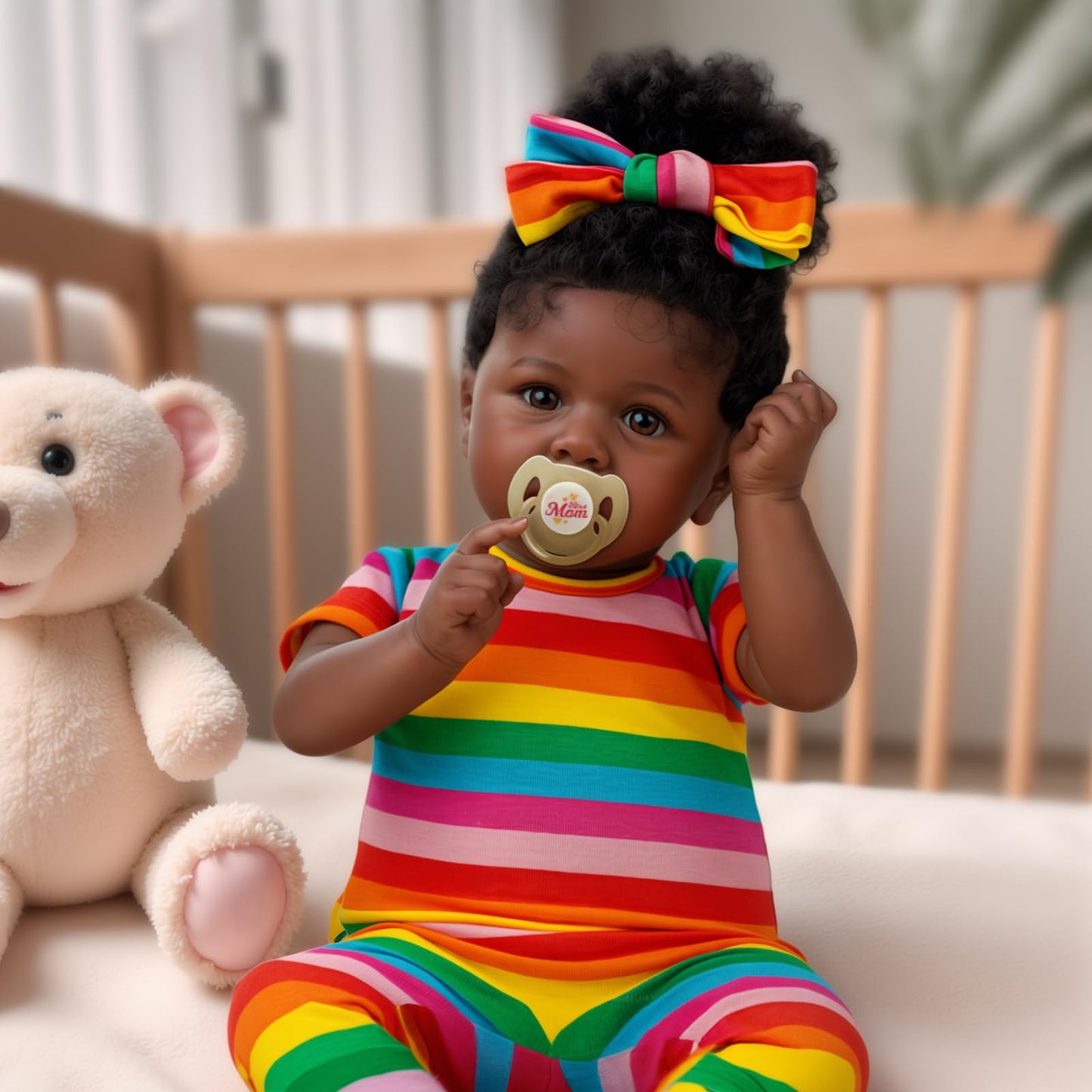 JIZHI Reborn Baby Dolls Black with Lifelike Soft Body African American Realistic-Newborn Girl Doll 22 Inch Best Birthday Gift Set and Toy Accessories Gift for Kids Age 3