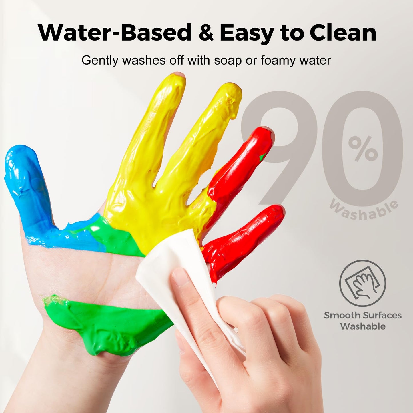 Jar Melo Washable Finger Paints for Toddlers, 12 Colors Large Capacity (2.1fl oz), Non Toxic Baby Paint for Hand and Feet, Safe Art Supplies, Preschool Learning Gifts for Kids Age 2+