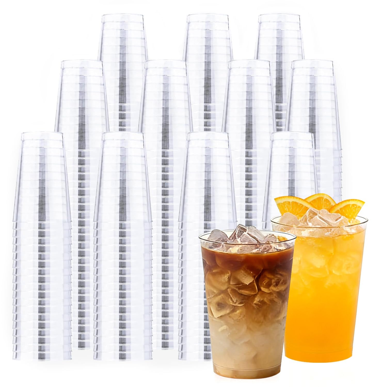 BYSNOW 300 Pack 12 oz Clear Plastic Cups, Disposable Heavy Duty Hard Plastic Cups, Wine Drinking Cups, Cocktail Glasses, for Party, Wedding, Home, Dinner