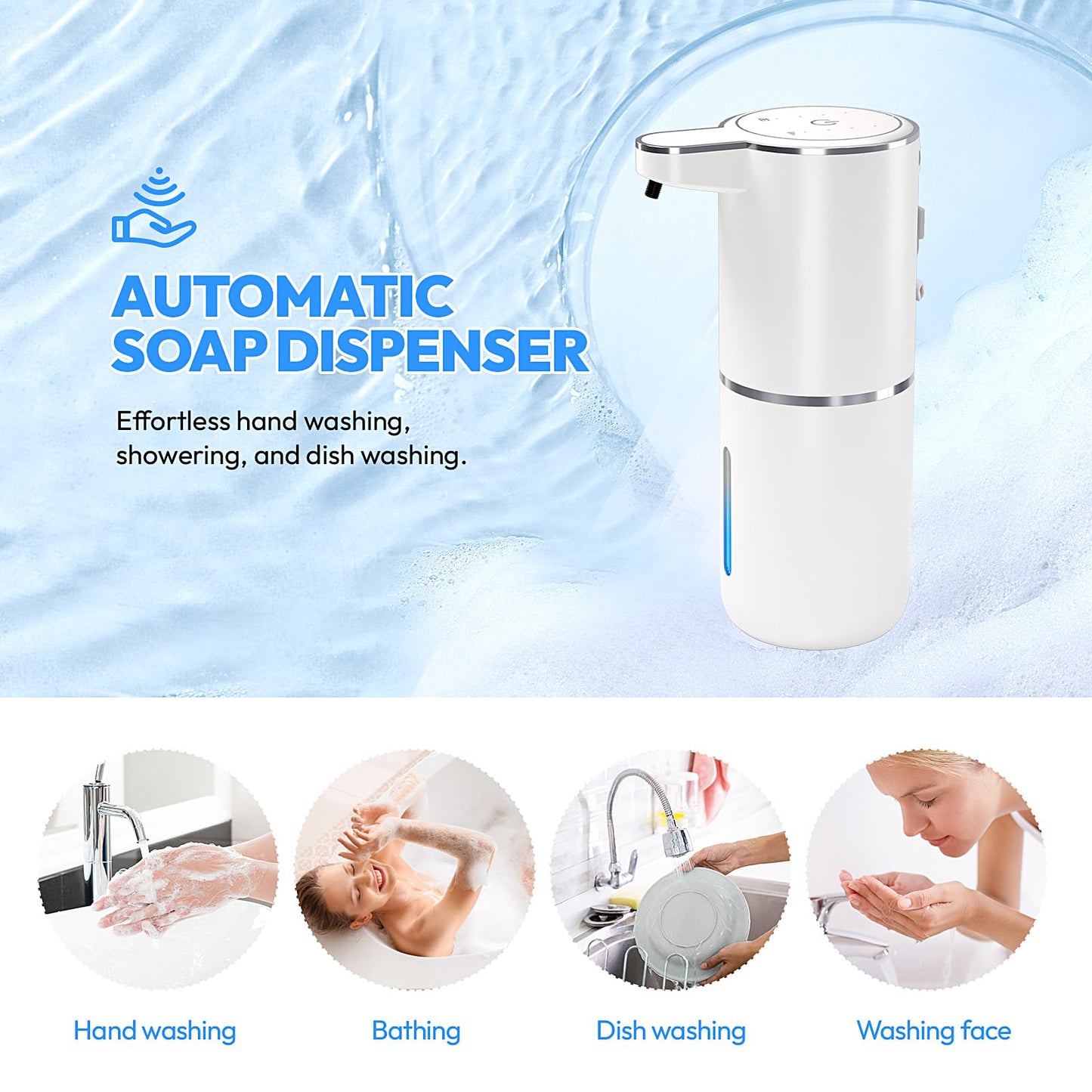 MTYGK 2 Pack Automatic Foaming Soap Dispenser,Touchless Foam Soap Dispenser,12.8oz Rechargeable Wall Mounted Smart for Bathroom and Kitchen Dish Soap,Easy for Toddlers(White)