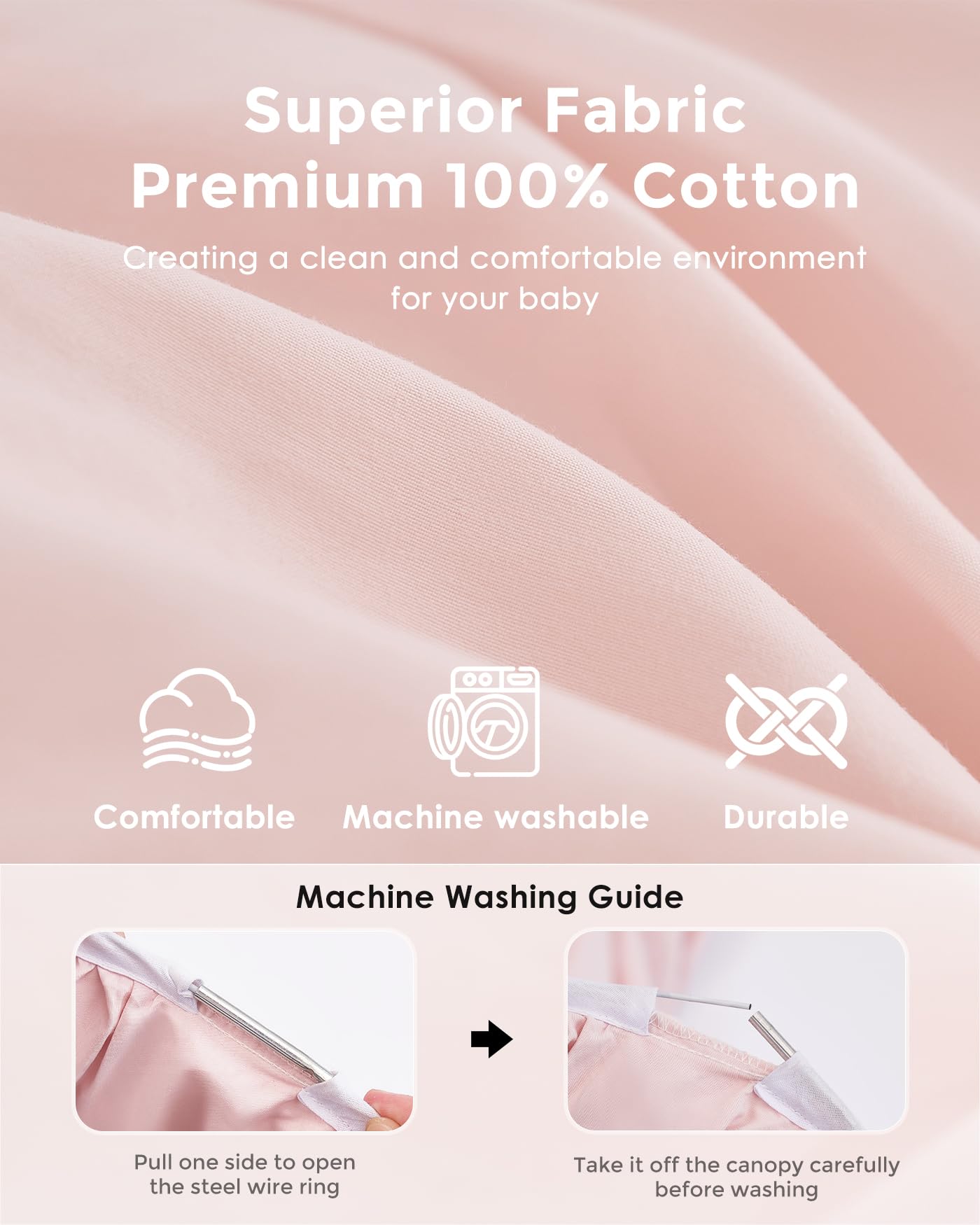 little dove Bed Canopy with Star Lights, Double Layer Canopy for Bed, Princess Play Tent for Girls Room, Breathable Bed Curtain for Children Reading Nook, Machine Washable, 25.6''x106'', Pink