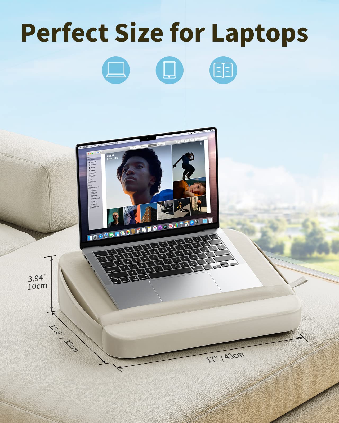 SAIJI Computer Lap Desk with Pillow Cushion,Ultra Lightweight Portable Computer Stand Desk for Couch, Bed & Chair