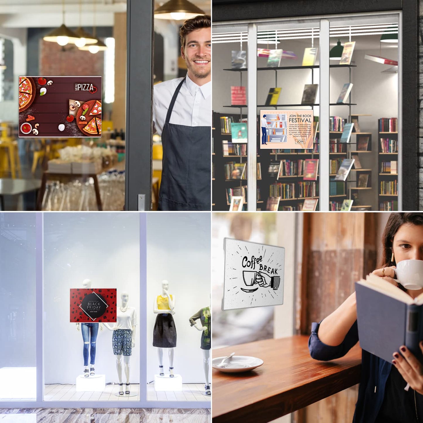 15 Pcs 8.5"×11 Acrylic Sign Holder Wall Mount, Horizontal, No Drilling Clear Wall Frame, Door Sign Holder with Adhesive Tape, for Offices Shop, Promotions, Homes Restaurants, Photo, Picture, Events, Meeting