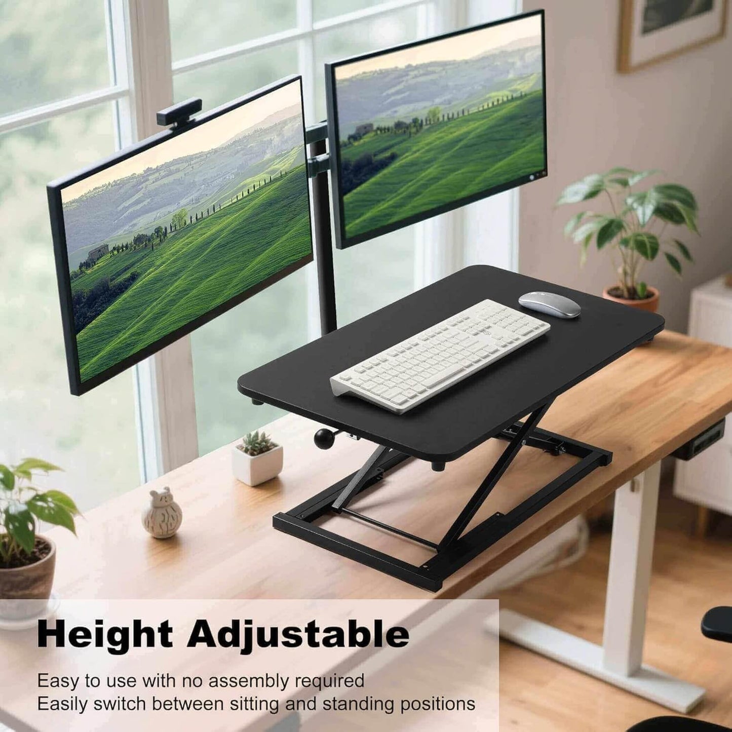 Rxrpexjke Height Adjustable Standing Desk Converter,Keyboard Riser for Stand Up Desk Riser,Computer Keyboard Stand for Desktop,Computer Workstations Home Office Portable Table Black Size 23.6 Inch