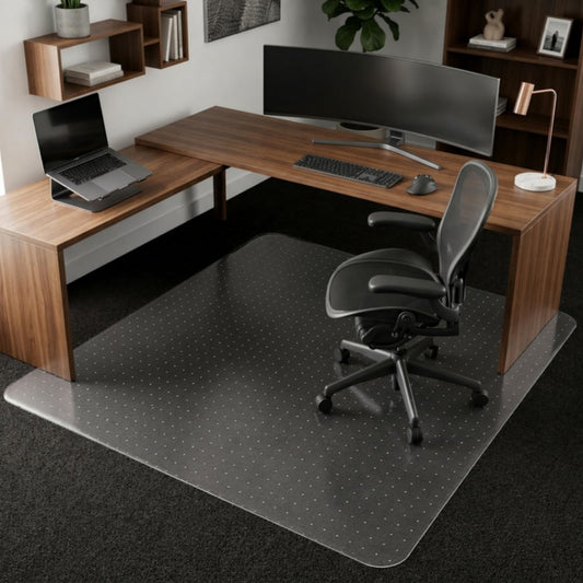 Chair Mat for Carpet, YOOMAYA 46" x 60" Office Chair Mat for Carpeted Floors, Easy Gliding Under Desk Carpet Protector, Slip Resistant Heavy Duty Plastic Floor Mat for Home, Gaming, Study Room (Clear)