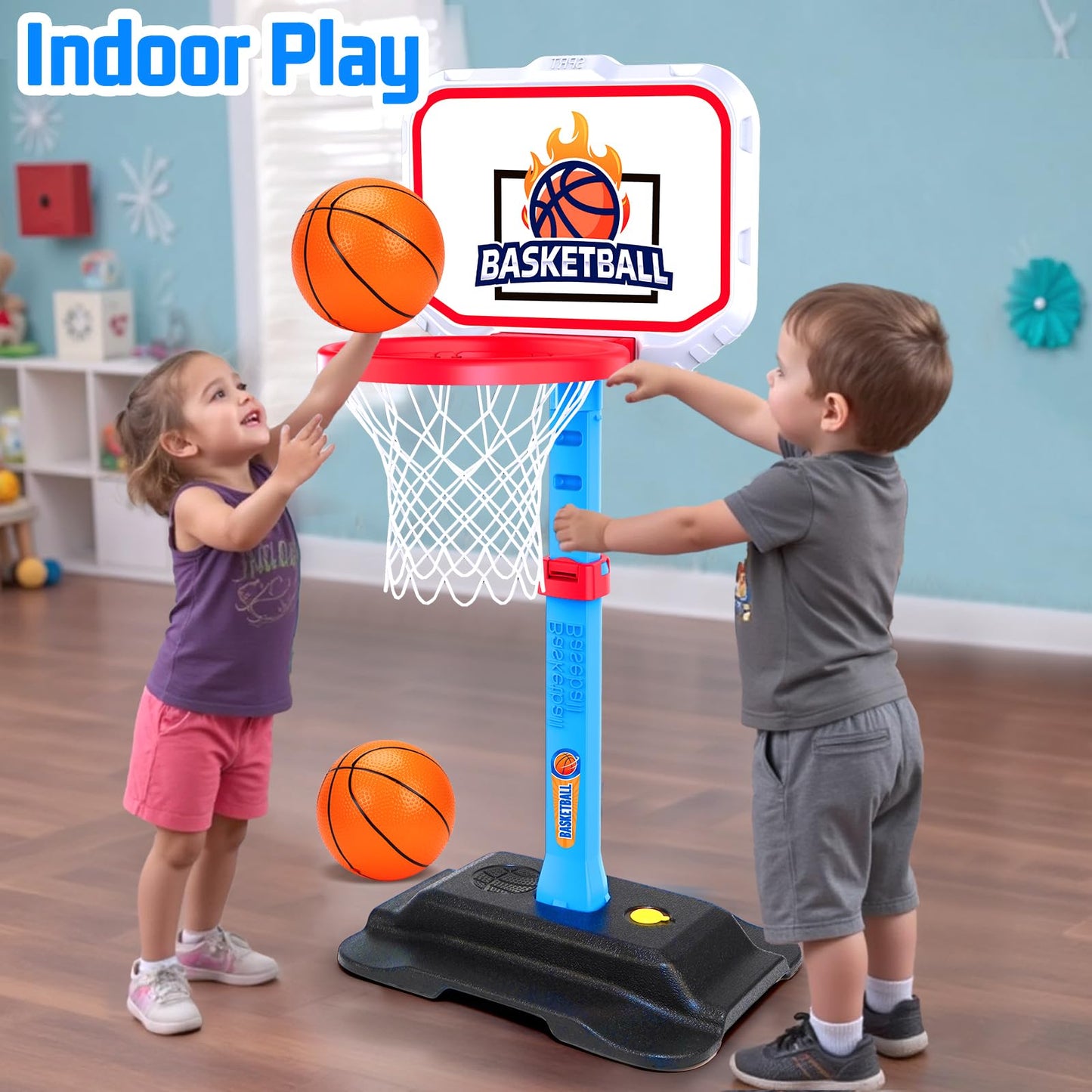 Toddler Basketball Hoop for Kids 1-3, Mini Adjustable Basketball Hoops Indoor with Balls Outdoor Pool Basketball Goal Sports Play Toys for 1 2 3 Year Old Baby Boys Girls First Birthday Gift Age 1-2-3