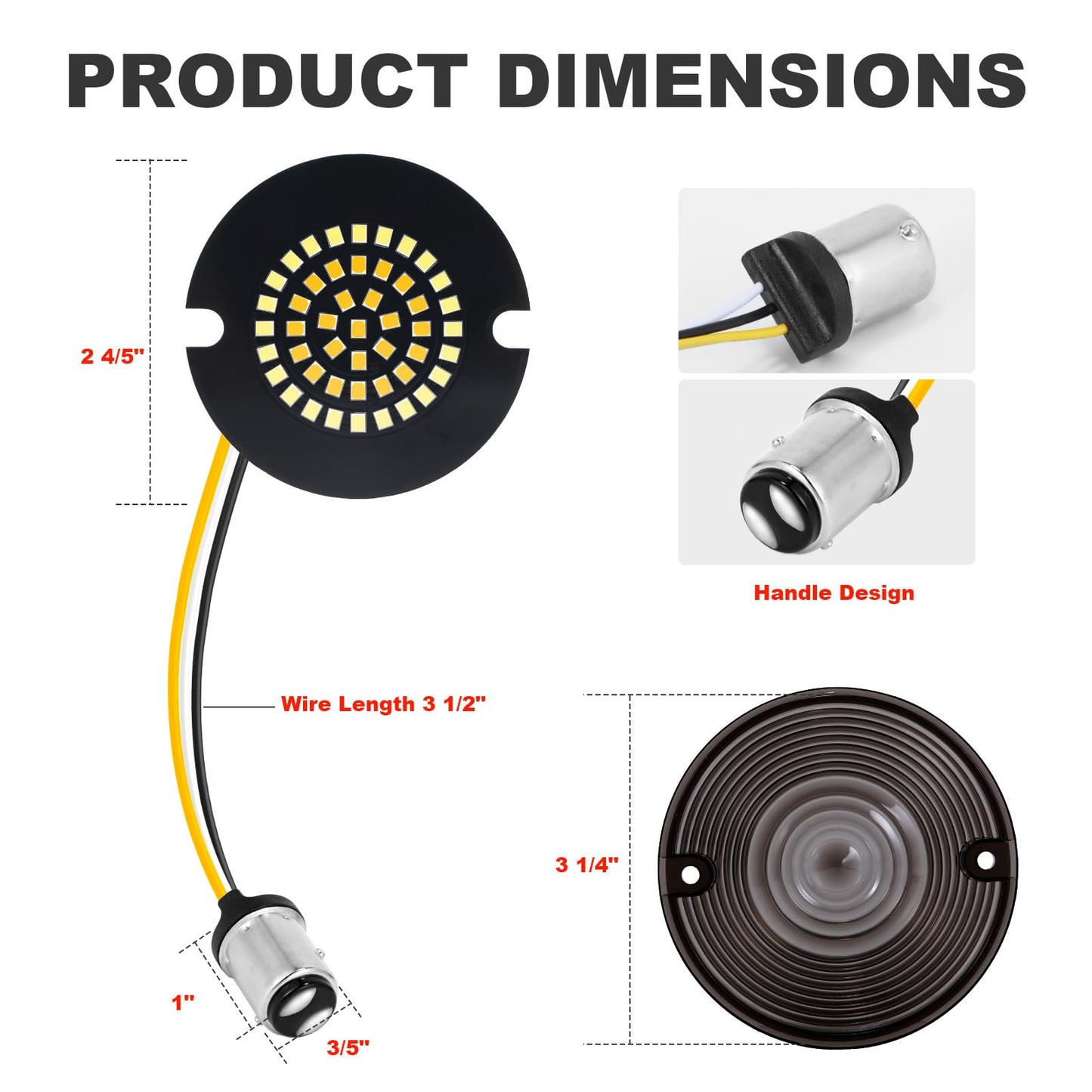 AEEAST 3 1/4 Inch Motorcycle LED Turn Signals 1157 1156 Front Rear LED Blinker 48LEDs Flat Housing Style Fit for Harley Davidson Road King Electra Glide Ultra Classic Softail 1986-Later