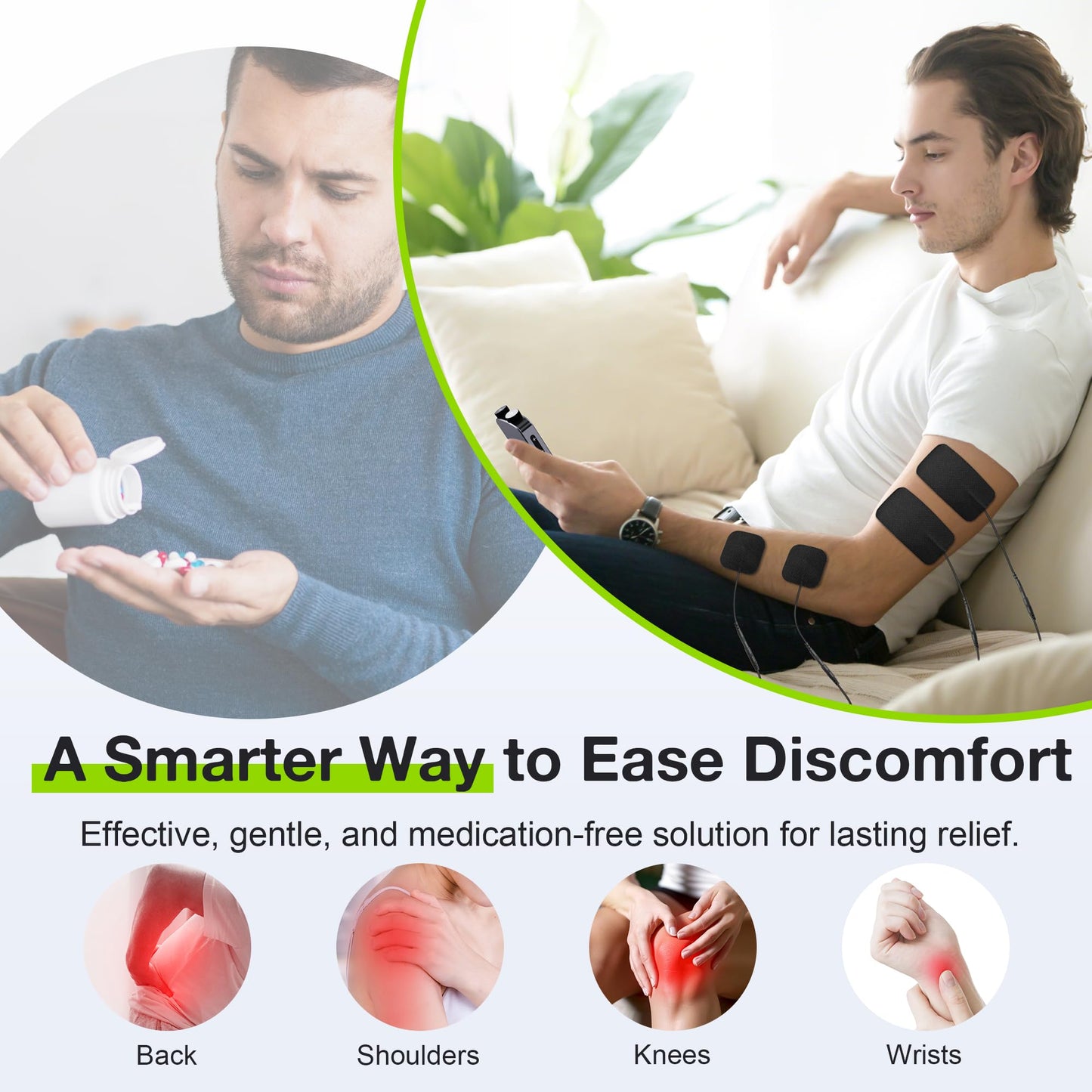 TENS Unit Muscle Stimulator with Color Display,Dual Channel TENS EMS Machine with Customizable Frequency&Pulse Width,36 Modes,20 Intensity Levels,Rechargeable Pain Relief Device–Black(Button Layout B)