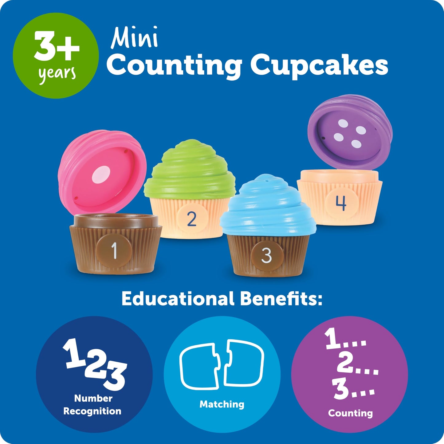 Learning Resources Mini Counting Cupcakes, Birthday Cake, Sensory Toys, Montessori Toys, Preschool Learning Activities, Play Food Sets for Kids Kitchen, Fine Motor Games