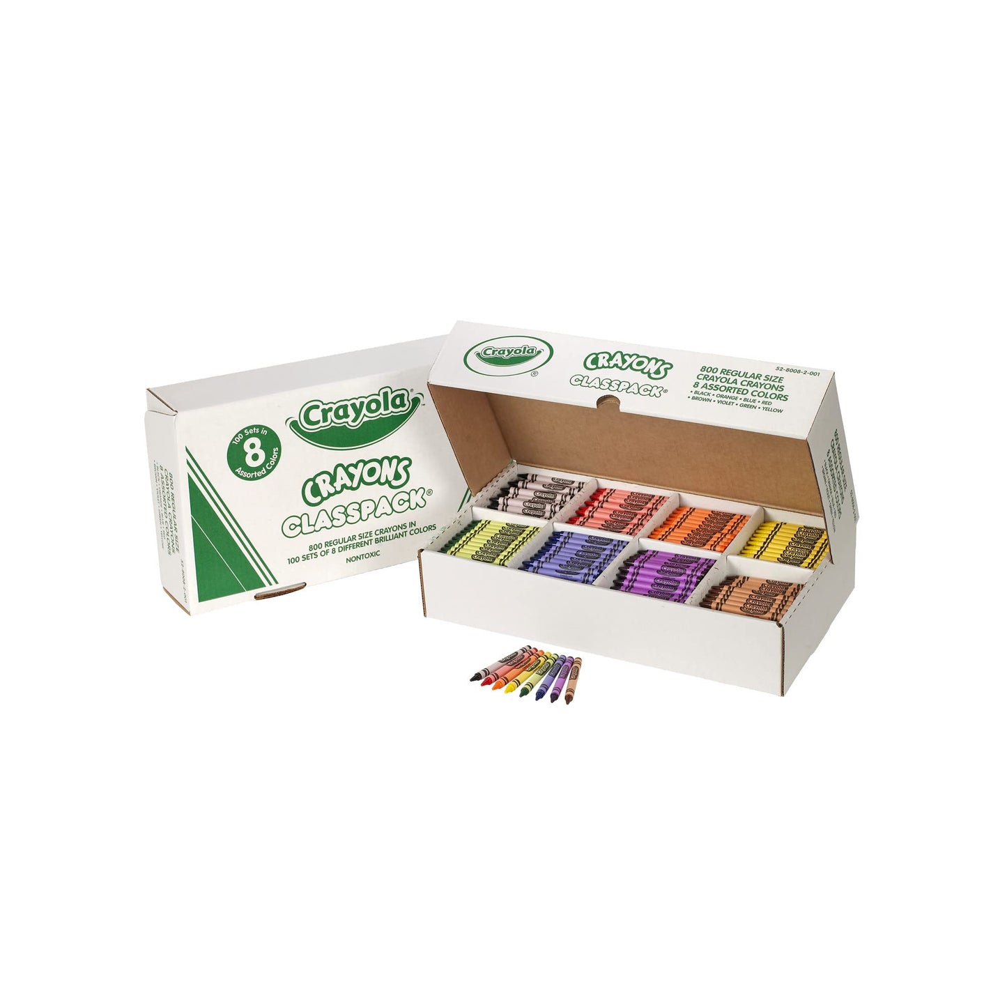 Crayola Crayon Classpack (800ct) - 8 Colours, Bulk Crayons for Kids, School Supplies, Preschool Teacher Classroom Must Haves, Ages 5, 6, 7