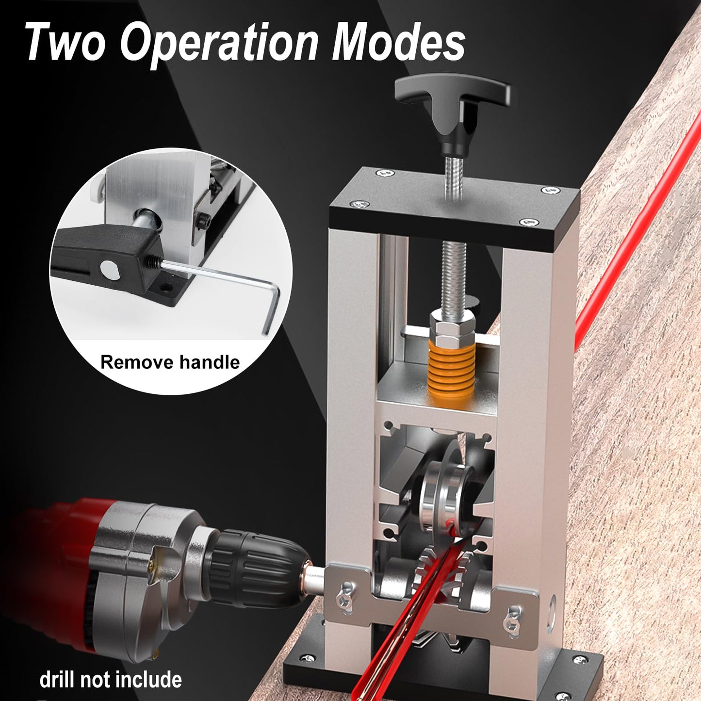 HAOYOO Wire Stripper Machine, Drill-Powered/Manual Two-In-One Wire Strippers Tool, Wire Stripper for 0.06"-1"(1.5~25 mm) Scrap Wire, Wire Stripping Tool for DIY Cable Copper