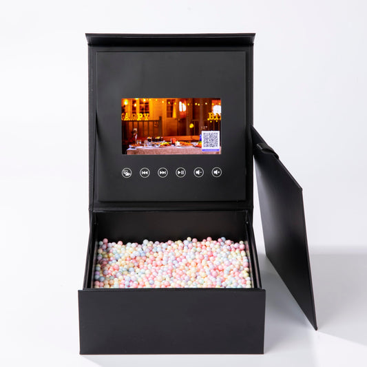 5-Inch IPS Screen Video Gift Box - Custom Black Paper Design with APP Control, 8GB Memory, Type-C Charging - Ideal Greeting Card Box with LCD for Unique Gifting