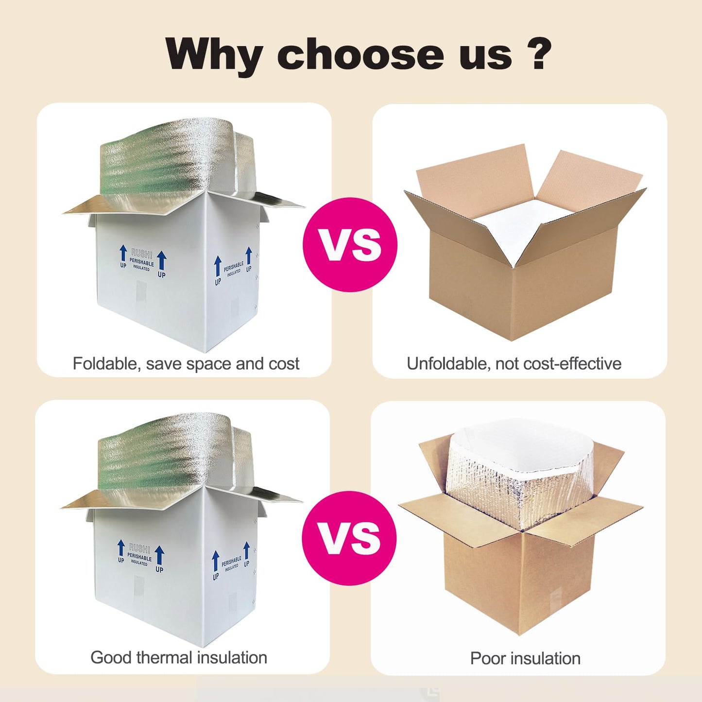 19x12x16" Insulated Shipping Box, Perishable Cooler for Frozen Food Styrofoam Boxes for Cold Shipping Perishables Packaging Insulated Carton with Aluminum Foil Liner Bag, 4 Pack