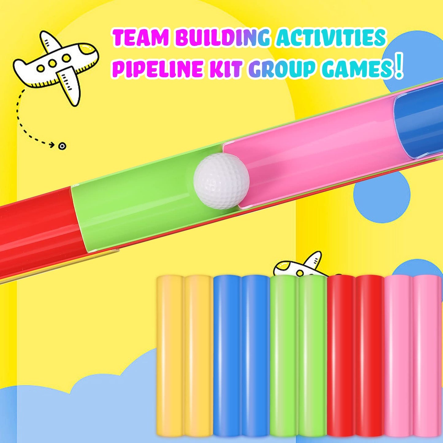 Team Building Activities Games Eamwork Group Learning Exercise Activities with Half Pipes Golf Balls Storage Bags Teamwork Kit for Adults Teens Field Day Game School Gym Outdoor Youth Sports (2 Sets)