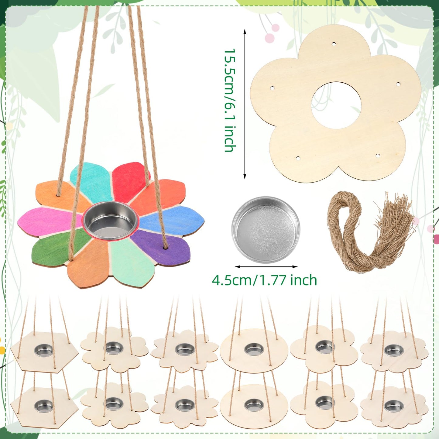 DoubleFill 36 Pcs Bird Feeder Craft Kits for Kids Ages 3-8 Make Your Own Bird Feeders Kids Arts and Crafts DIY Wooden Art Painting Flock Feeders for Outside DIY Craft for Garden Outdoor Decoration