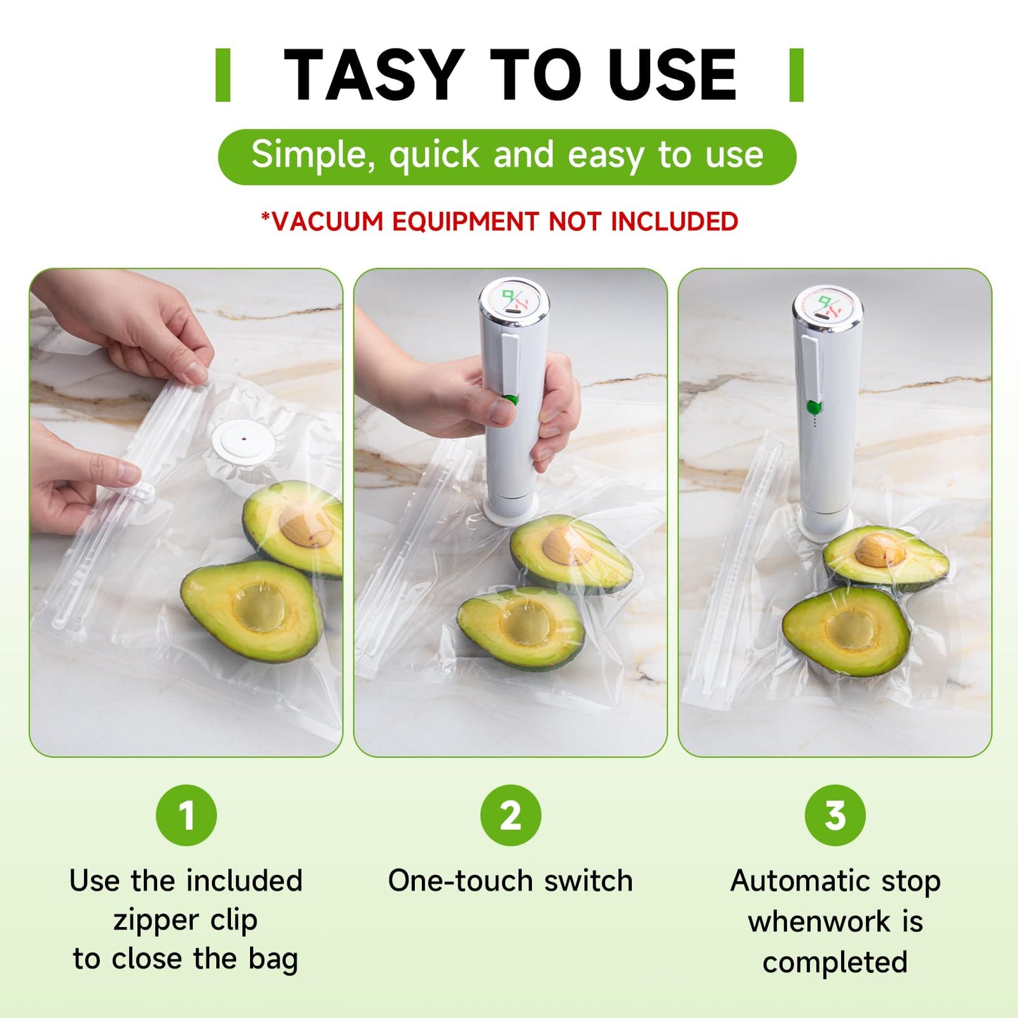 Vixino Vacuum Sealer Bags, 80 Reusable Vacuum Sealer Bags for Food, BPA-Free, Meal Prep and Sous Vide Cooking,Works for Handheld Sealer and Vac Sealer Machine with External Vacuum Systems