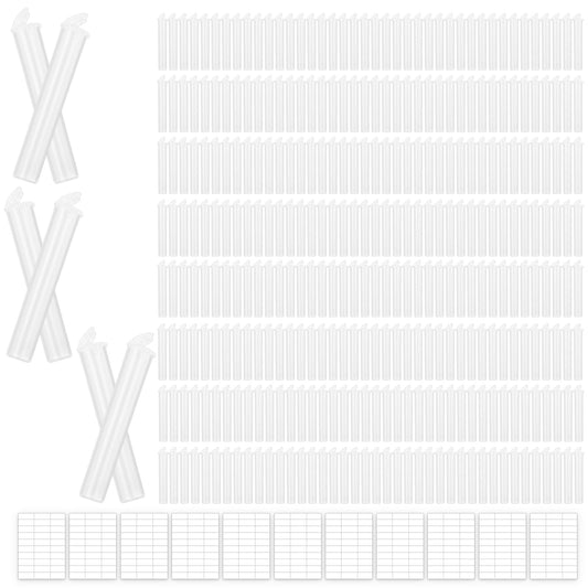 320 Pcs 116mm Clear Plastic Tubes with 11 Sheet Labels Bulk Plastic Tube Sealing Waterproof Airtight Container Smell Proof Containers Pill Vial Empty Holders with Lids