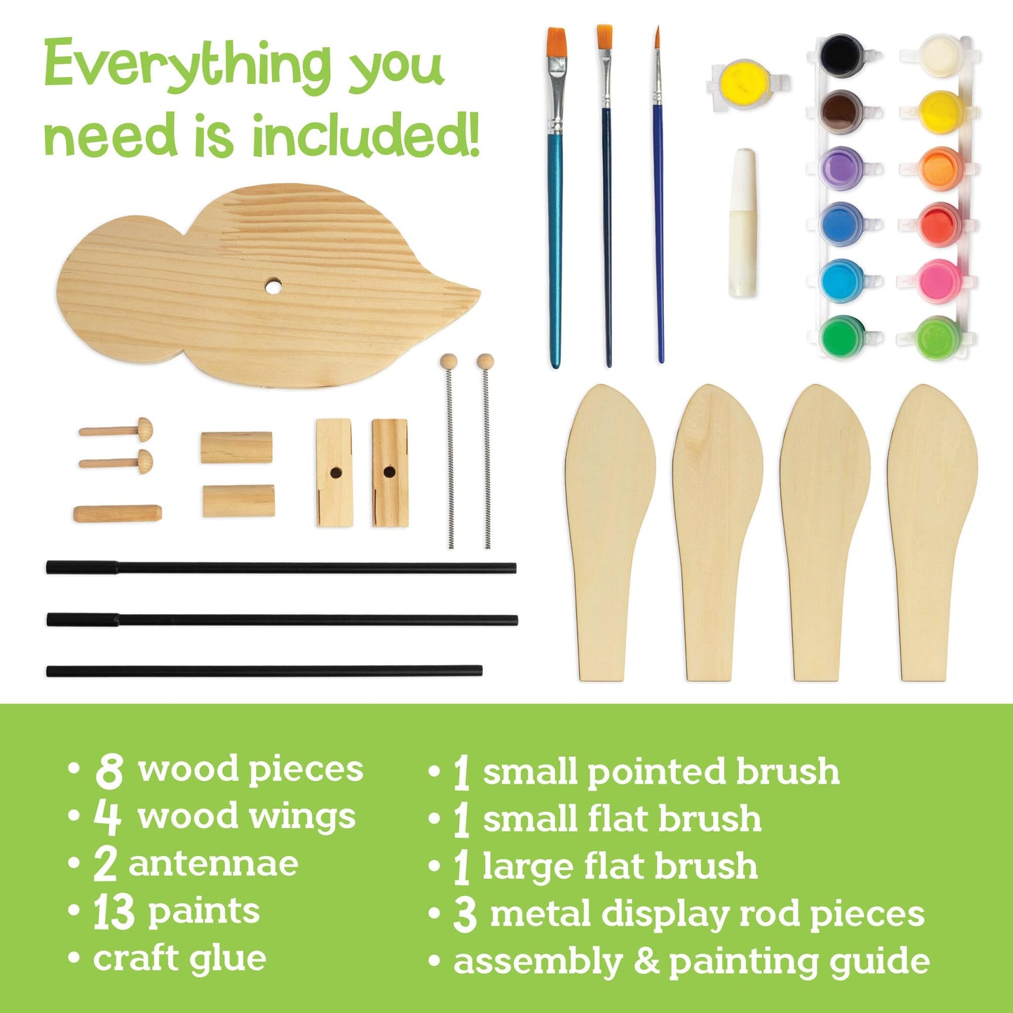MindWare Make Your Own Bumble Bee Wind Spinner Wood Craft Kit - Build & Decorate for Ages 8 & Up