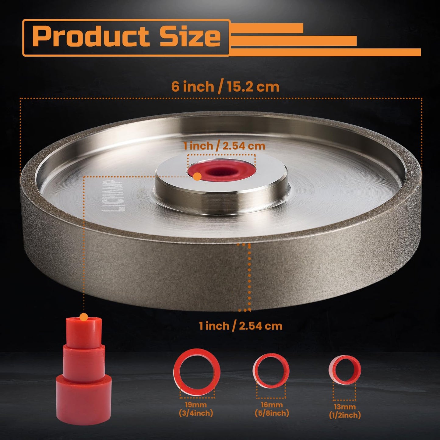 Lichamp 6" CBN Grinding Wheel, 6" x 1" Wide x 1" Arbor, 180 Grit, Steel CBN Wheel for Sharpening High Speed Steel Tools Woodturning Tools
