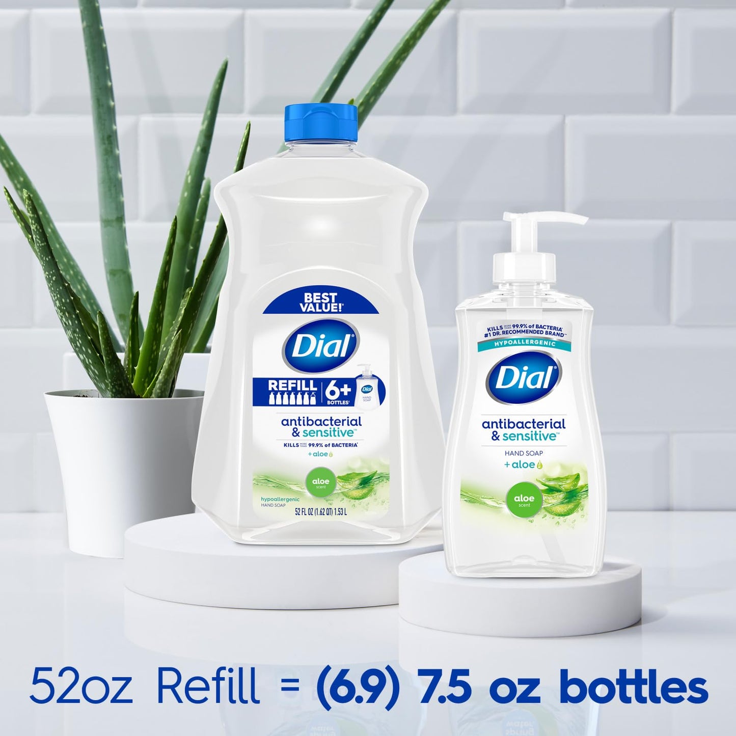 Dial Antibacterial Liquid Hand Soap, Aloe, 11 fl oz (Pack of 12)