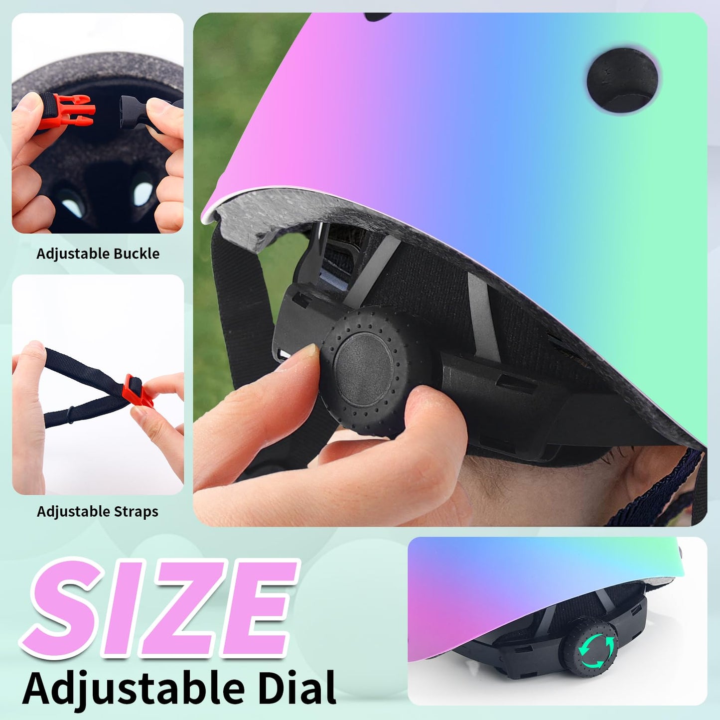 Sticker Adjustable Color Gradient Bike Kids Toddler Helmet and pads for Kids 3-5-8-14+Boys Girls Child Skateboard Helmet with Knee Pad Elbow Pads Guards,Riding Scooter Roller Inline skatings Longboard