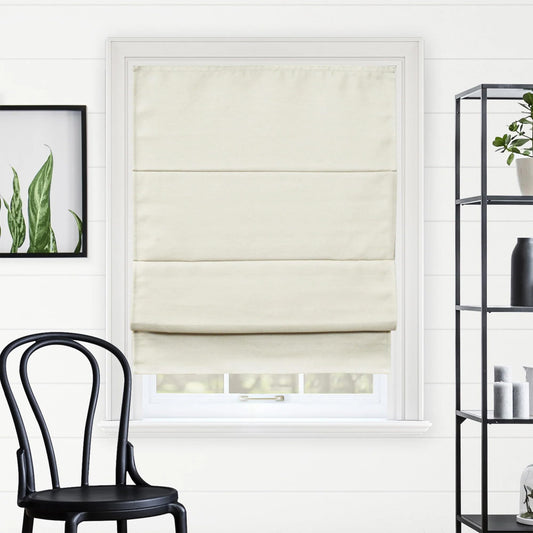 CHICOLOGY Roman Shades for Windows, Roman Window Shades, Roman Shades, Blackout Shades, Window Treatments, Window Shades for Home, Window Shade, 34" W X 64" H, Del Mar Moon Shell (Blackout)