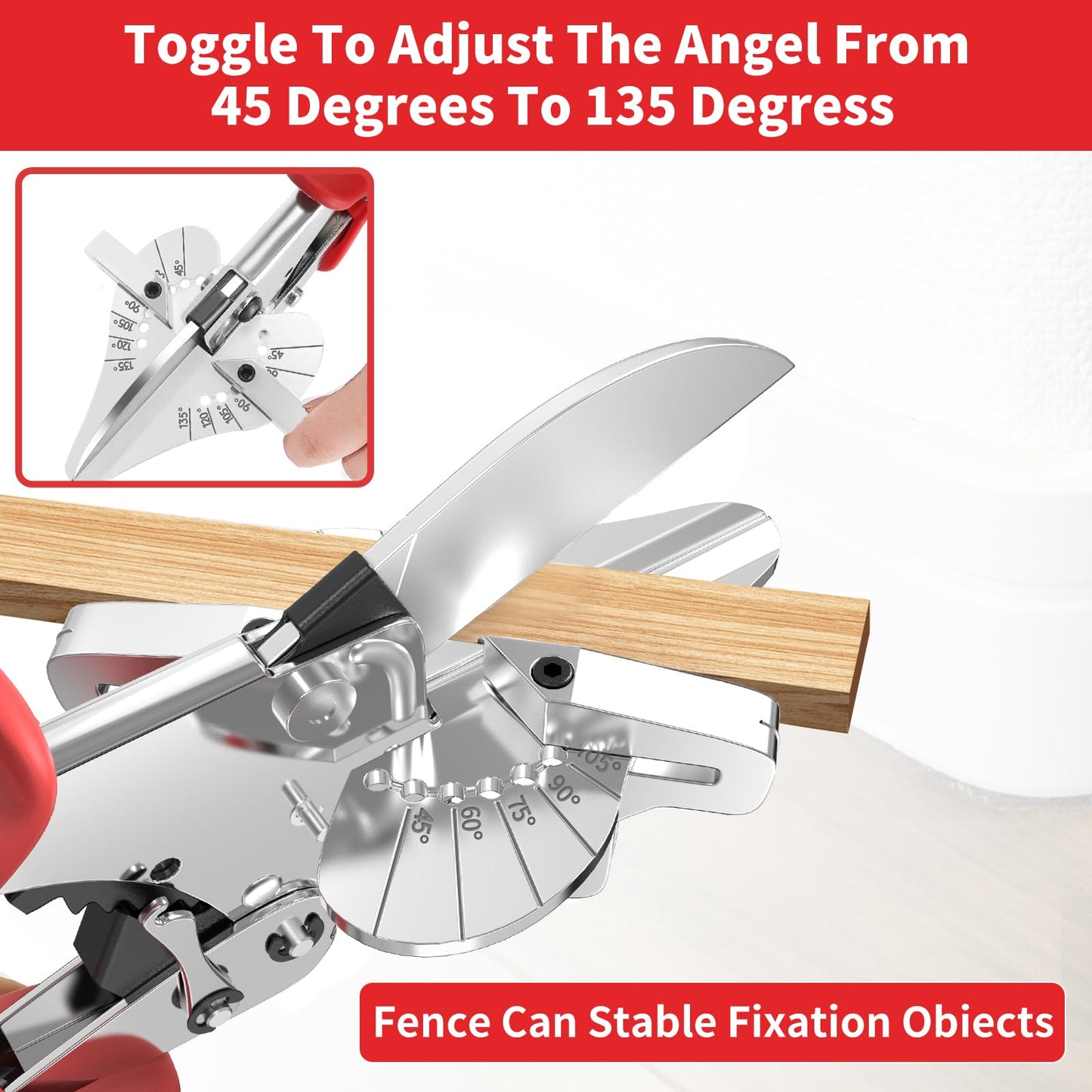 GARTOL Ratchet Miter Shears for Angular Cutting Molding Crafting,Adjust 45-135 Degree Multi-Angle Cutter for Soft Wood, PVC, MDF (HD-3100 US, Classic, 1, HD-3100 US)