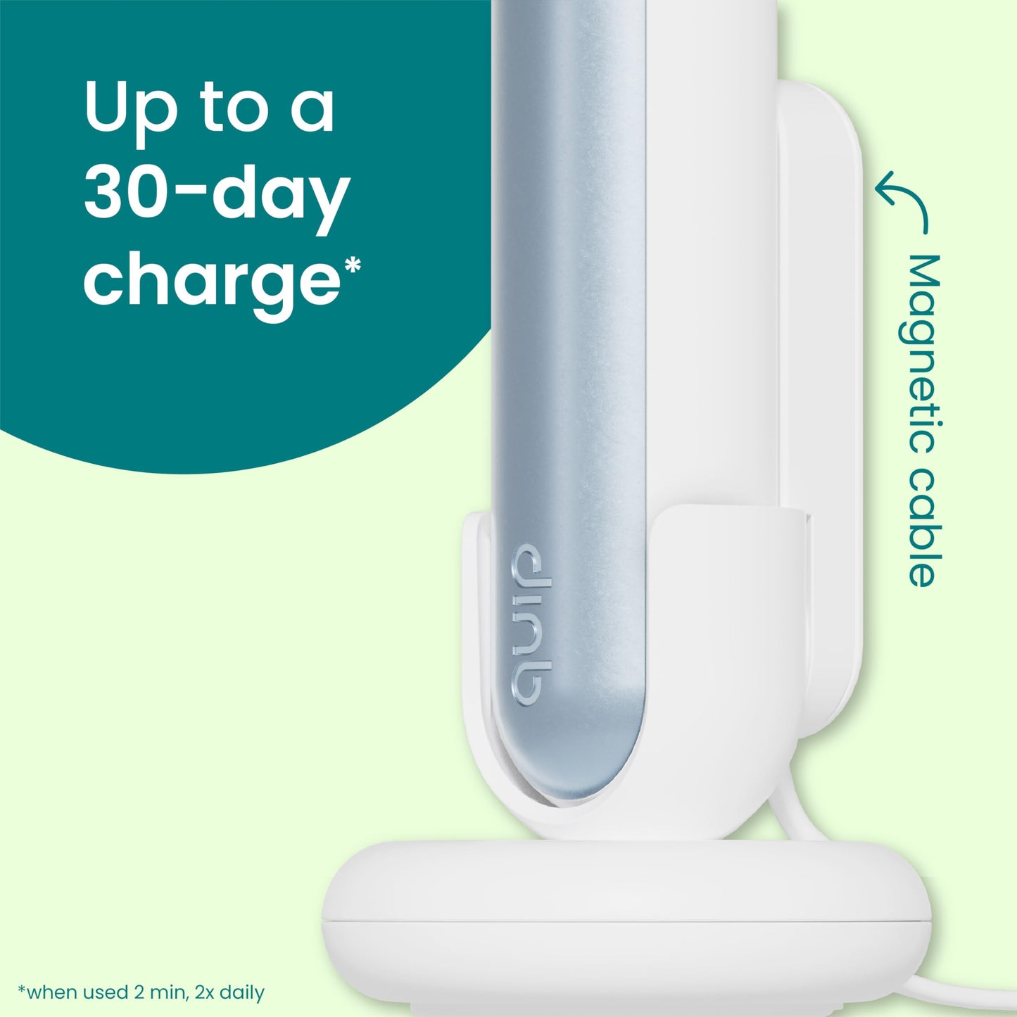 Quip 360 Oscillating Rechargeable Electric Toothbrush with Extra Brush Head - Soft Bristles, Pressure Sensor, 3 Intensities, 30-Day Battery Life, 2-Min Timer, Travel Case, Mirror Mount - Blue Mist