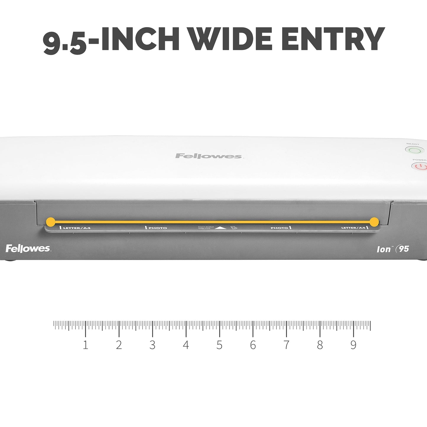 Fellowes Ion 95 Thermal Laminator for Home, School or Office with 15 Pouch Starter Kit, Easy to Use, Quick Warm-Up, Jam-Free, White/Grey (5247201)