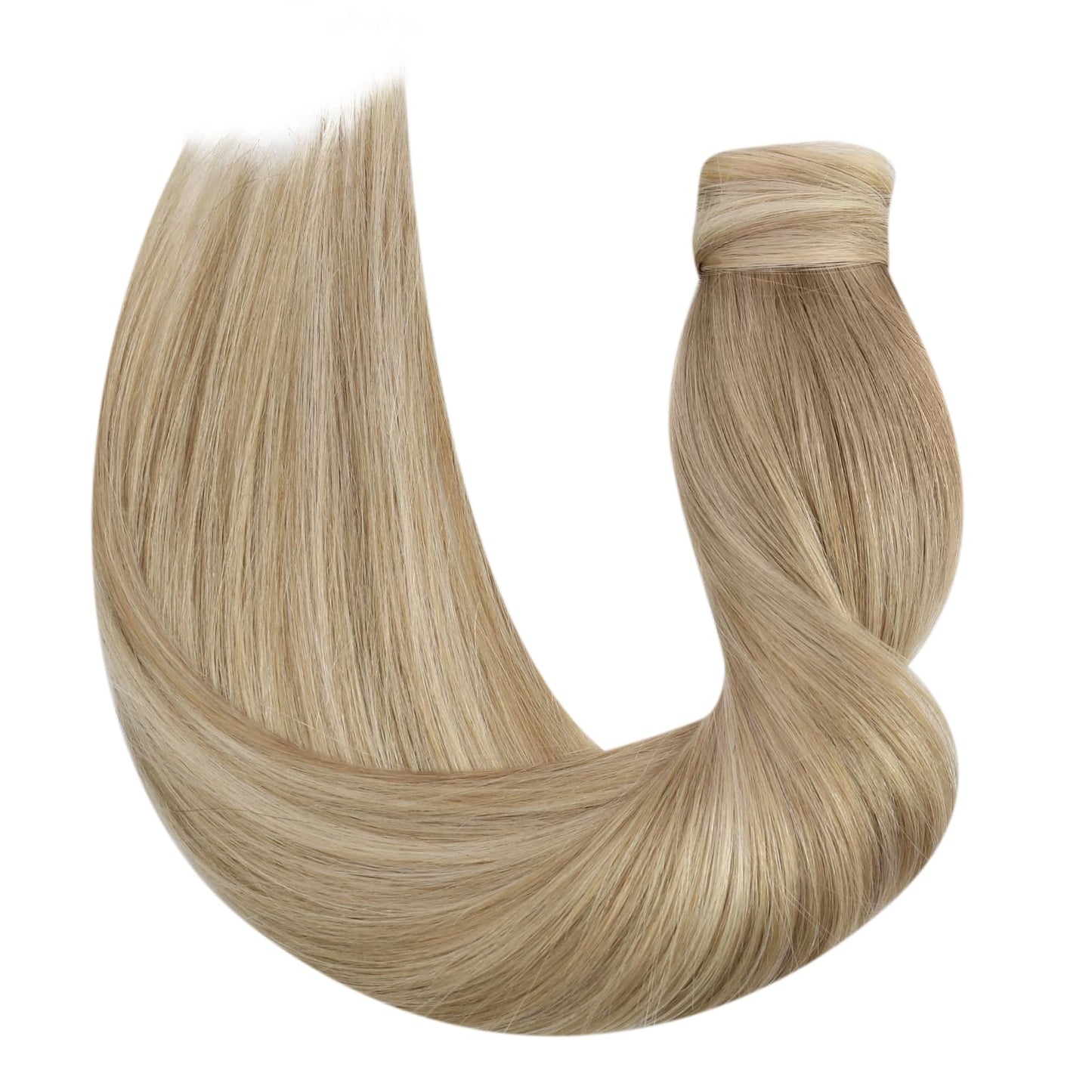 Ve Sunny Ponytail Extension Human Hair Blonde Hair Extensions Ponytail Light Blonde Mix Golden Blonde Highlights Real Hair Ponytail Extension Short Ponytail Extension Highlights 80g 14inch