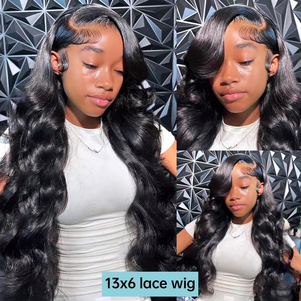 Body Wave Lace Front Wigs Human Hair Pre Plucked 13x6 HD Transparent Lace Frontal Wigs Human Hair180% Density 28 Inch Glueless Wigs Human Hair with Baby Hair for Women