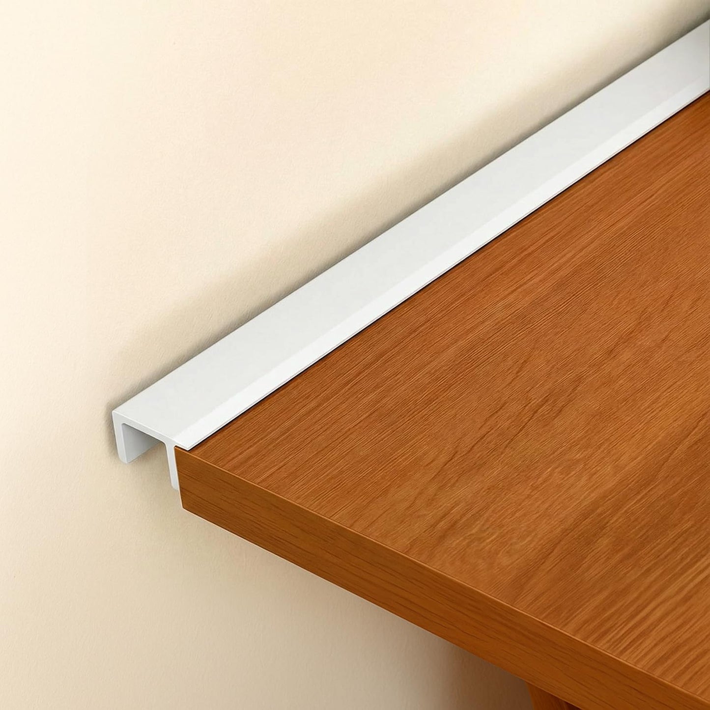 Fullhawl 1 Pcs White Desk to Wall Gap Filler PVC Plastic Office Desk Attachment Long and Wide Gap Filler Eliminates Wall Gaps Easy Installation and Fits Most Desks, 48inches