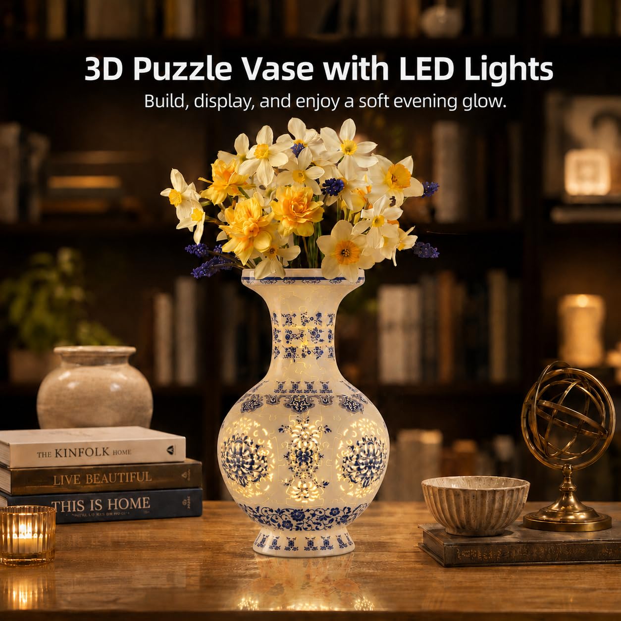 Yizhor 3D Puzzles Vase for Adults, 160 Pieces Puzzle Flower Vase for Home and Office Decor, DIY 4D Jigsaw Vase Arts and Crafts (C - 01)