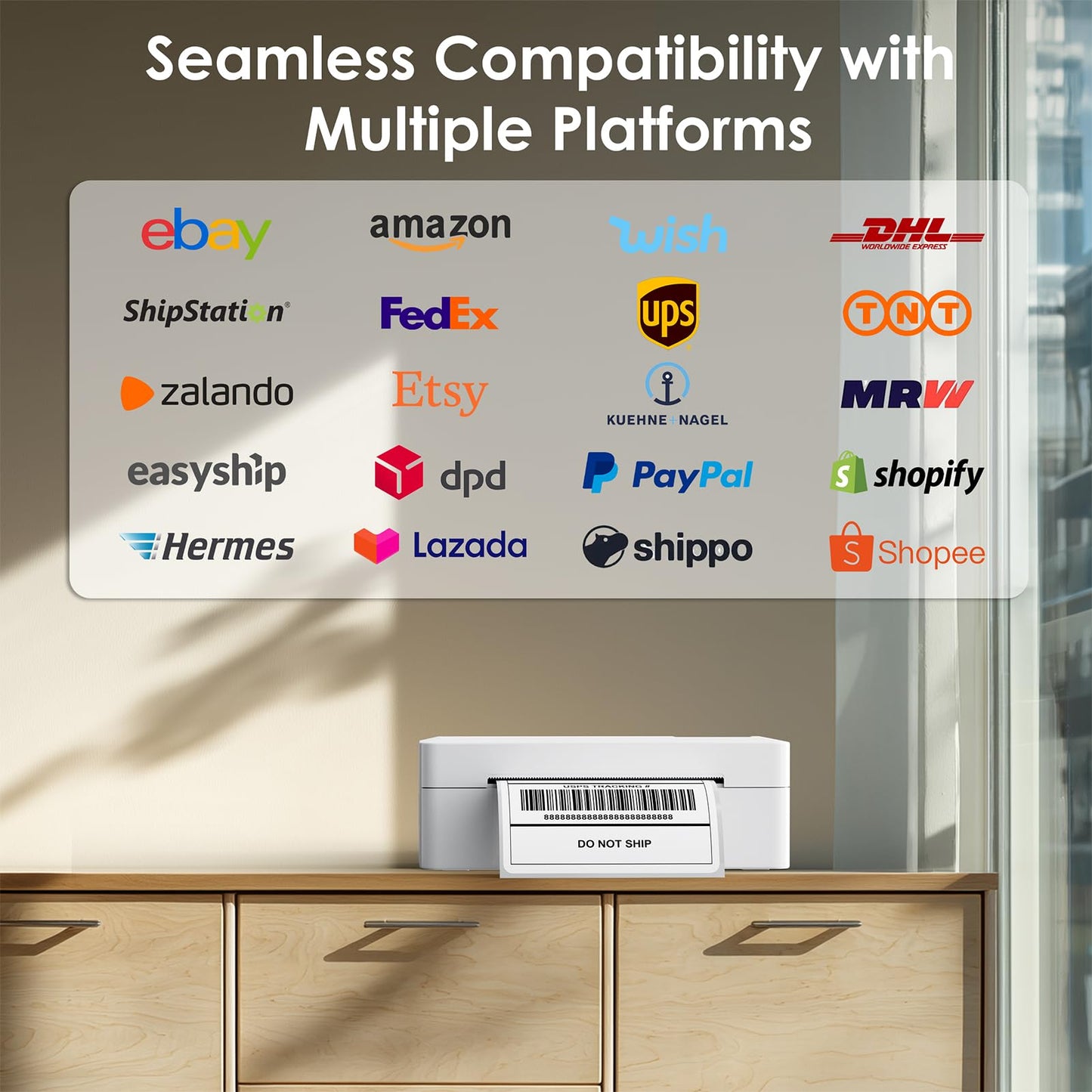 KNAON Shipping Thermal Label Printer, 4x6 Portable Label Printer, Bluetooth Label Maker for Small Business, Support iPhone,Android,Windows,Mac,Chromebook,Works with USPS, Ebay,Shopify&More, White