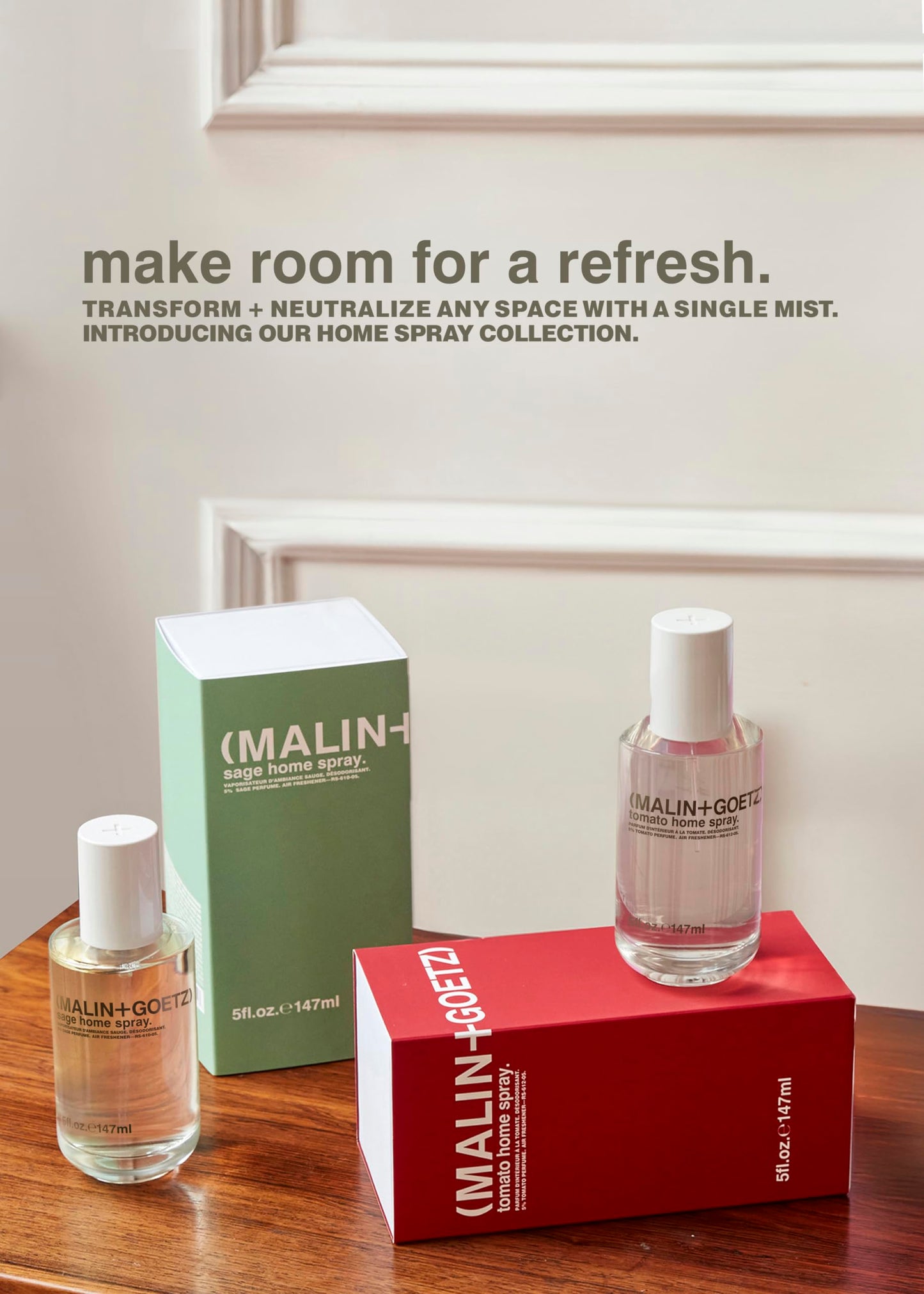 Malin + Goetz Sage Home Spray, 5 Oz., Alcohol-Free Odor Absorber, Natural Ingredients, Use in Any Space Including Bathroom, Kitchen, and Living Room, Air Freshener
