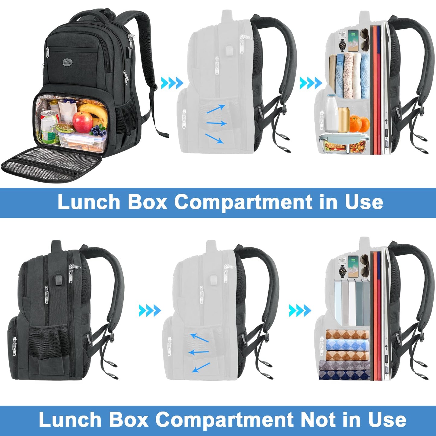 MATEIN 17 Inch Laptop Backpack, TSA Large Travel Backpack with Lunch Box, Anti-Theft Work Business Carry On with USB Port, Water Resistant Sturdy College Computer Backpack for Men Women
