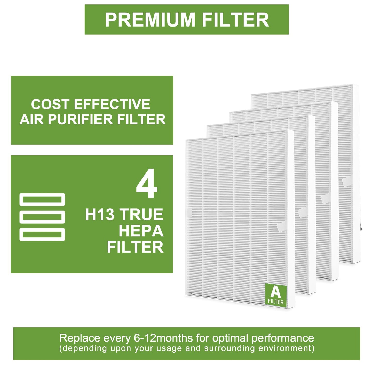 4 Pack 115115 Replacement Filter A Size 21 - Compatible with Winix PlasmaWave Air Purifier C535 5300 5300-2 6300 6300-2 P300 AM90 C909 9800，C535 Filter A
