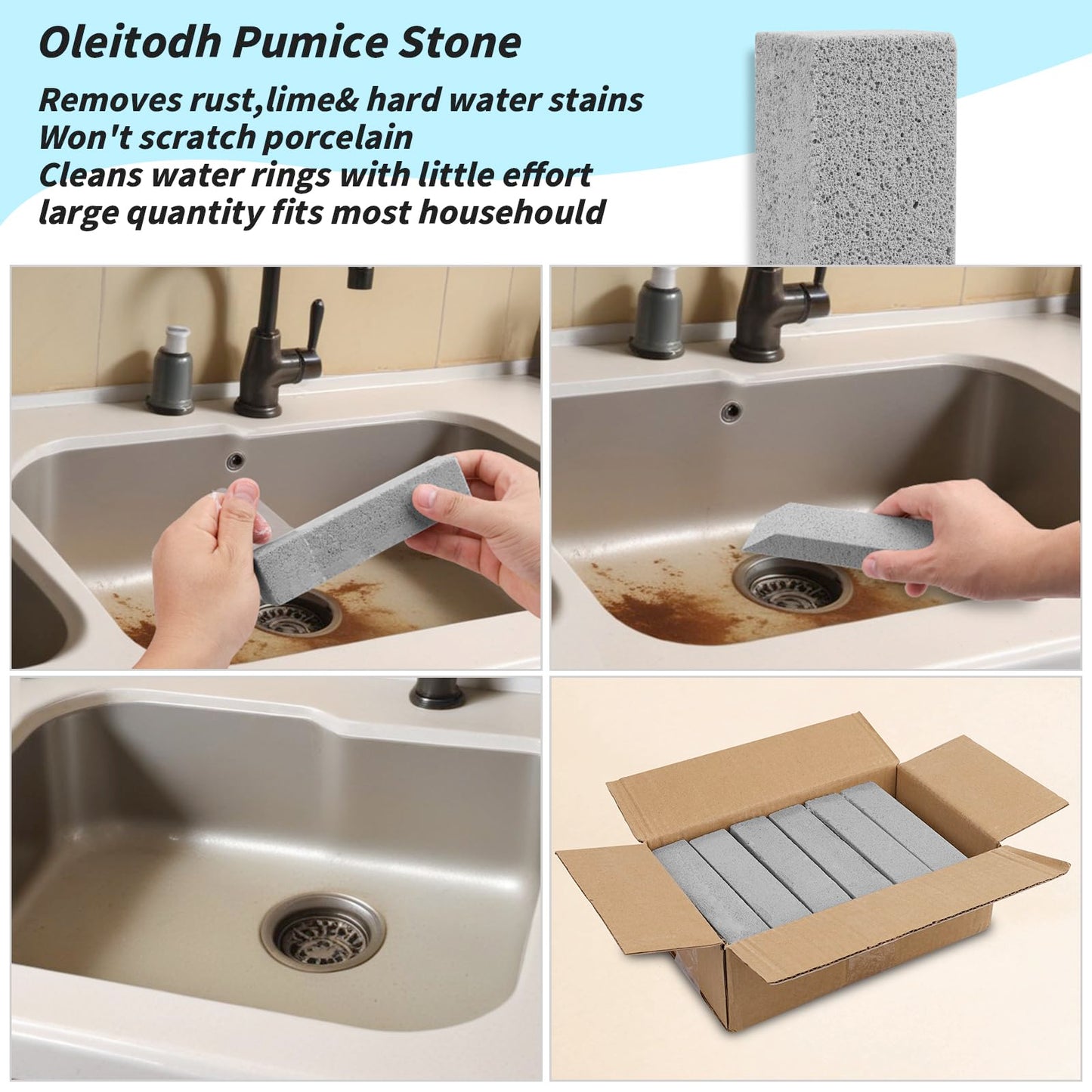 90 Pack Pumice Stones Bulk for Cleaning - Grey Pumice Scouring Pad, Pumice Stick Cleaner for Removing Toilet Bowl Ring, Bath, Household, Kitchen, Pool, 5.9 x 1.4 x 0.9 Inch