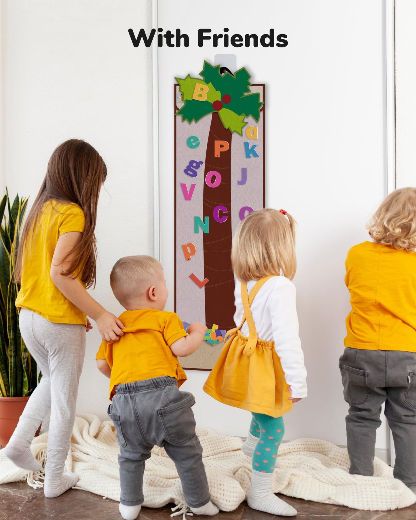 CHEFAN Felt Letter Tree, Coconut Tree Alphabet Bag for Early Education Storytelling, Felt Story Board Set Props from The Childhood Favorite Book, Felt Board for Wall Teaching Home Classroom Play