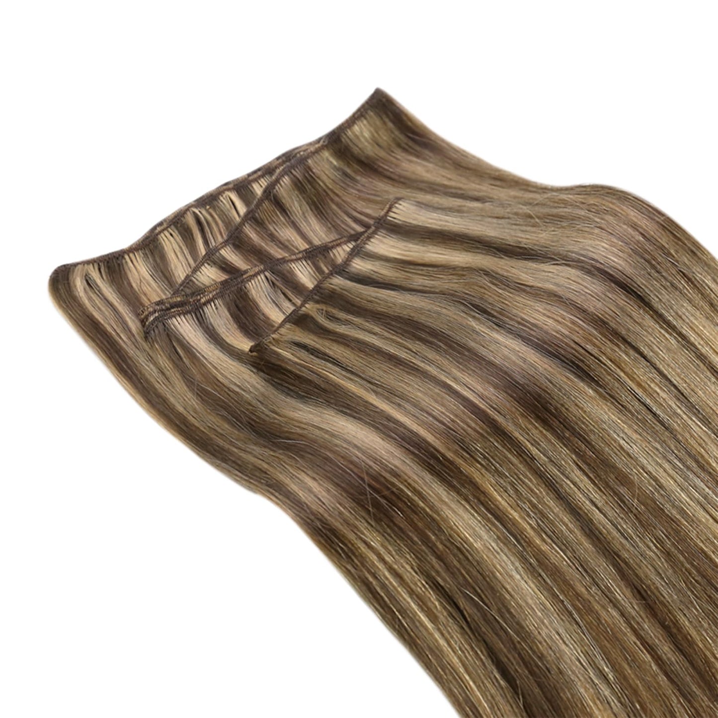 Sunny Weft Hair Extensions Human Hair Brown Sew in Extensions Highlights Hair Wefts Human Hair Sew in Dark Brown Highlights Caramel Blonde Sew in Hair Extensions Real Human Hair 18inch 100g