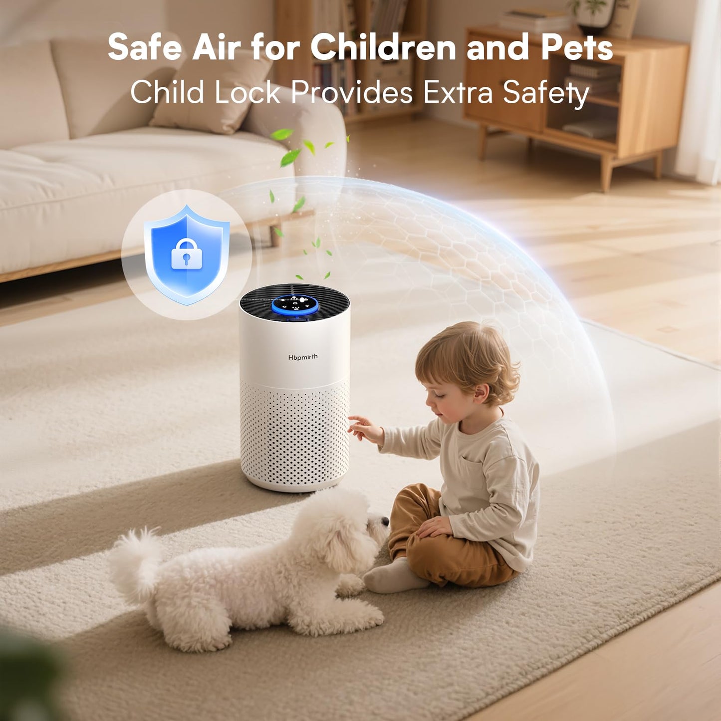 Hopmirth Upgraded Air Purifiers for Bedroom & Home with H14 True HEPA Filter, Covers Up to 1280ft², 360° Air Intake, Quiet Pet Air Purifier, Fragrance & Timer,Removes Smoke, Pet Dander & Pollen,White