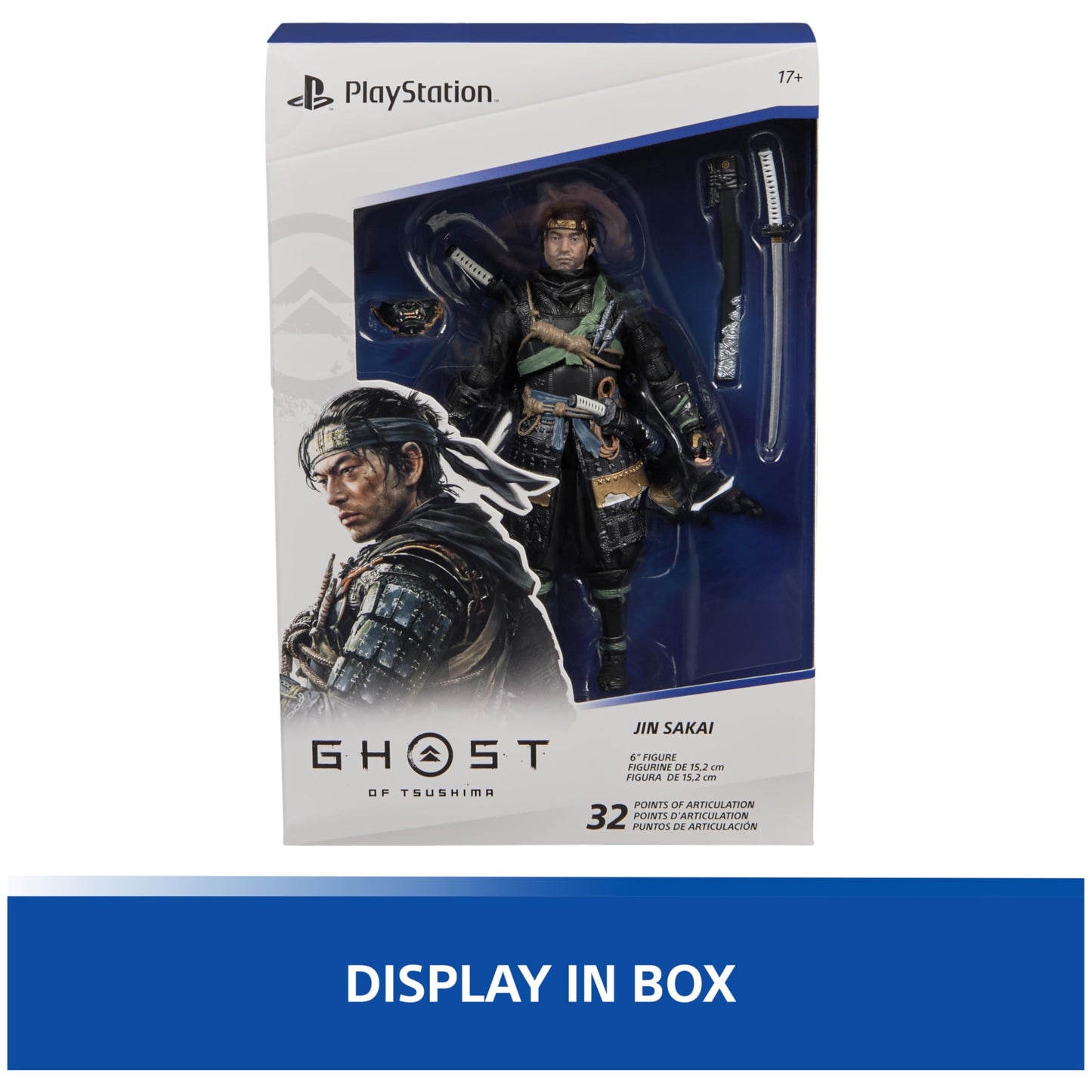 PlayStation, Ghost of Tsushima, 6” Jin Sakai Samurai Action Figure & 2 Accessories, The Shapes Collection, for PS5 Fans & Collectors Ages 17+